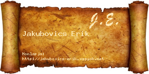 Jakubovics Erik névjegykártya