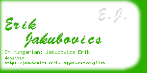 erik jakubovics business card